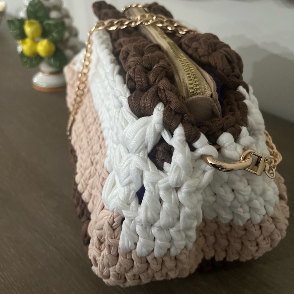 Brown ,white and beige bag
#handcrafted